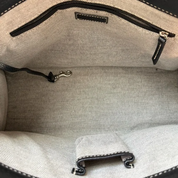 DOONEY & BOURKE Black Leather Double Pocket Tote Women's Satchel Shoulder Bag - Picture 11 of 11